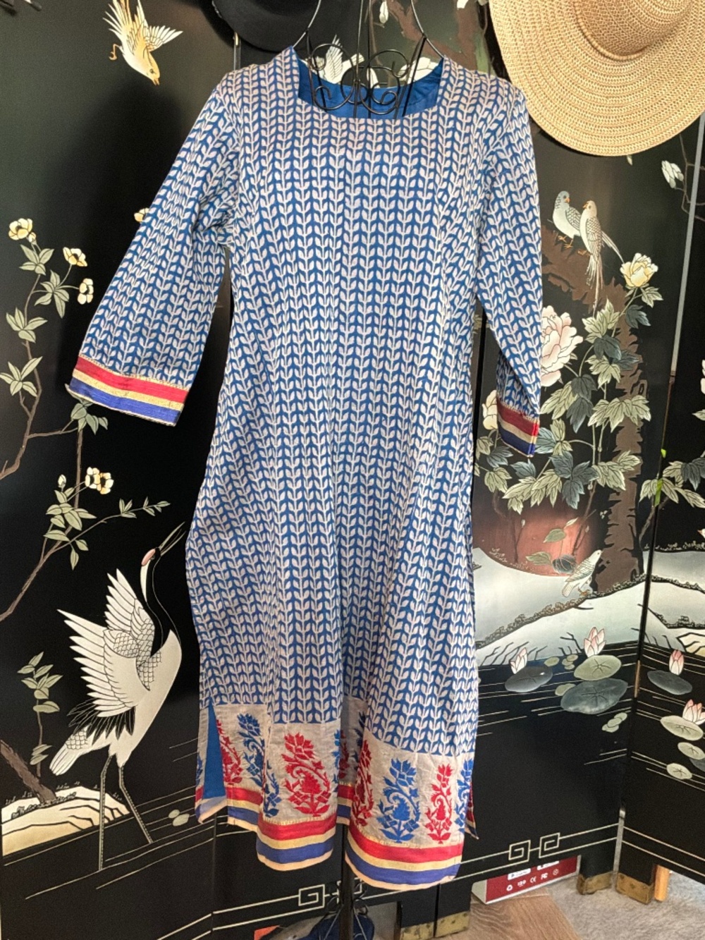Home made traditional South Asian straight long tunic,  recognized as a Kurtis